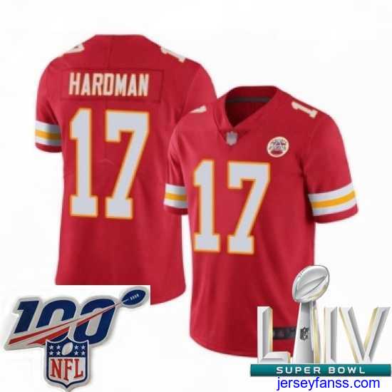 Exclusive 2020 Super Bowl LIV Kansas City Chiefs #17 Mecole Hardman Red Team Color Vapor Untouchable Limited Player Football Jersey