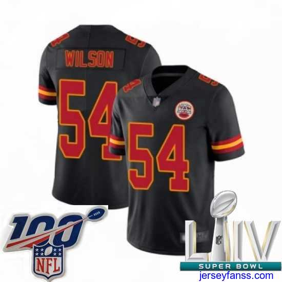 Amazing 2020 Super Bowl LIV Kansas City Chiefs #54 Damien Wilson Limited Black Rush Vapor Untouchable Football Jersey