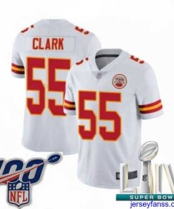 Impressive 2020 Super Bowl LIV Kansas City Chiefs #55 Frank Clark White Vapor Untouchable Limited Player Football Jersey