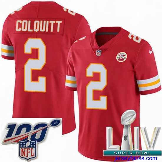 Premium 2020 Super Bowl LIV Nike Kansas City Chiefs #2 Dustin Colquitt Red Team Color Vapor Untouchable Limited Player NFL Jersey