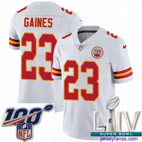 Outstanding 2020 Super Bowl LIV Nike Kansas City Chiefs #23 Phillip Gaines White Vapor Untouchable Limited Player NFL Jersey