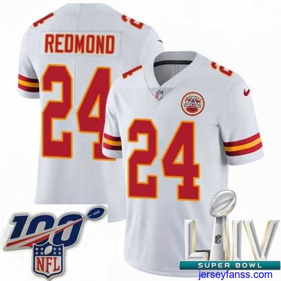 Exclusive 2020 Super Bowl LIV Nike Kansas City Chiefs #24 Will Redmond White Vapor Untouchable Limited Player NFL Jersey