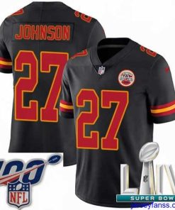 Gorgeous 2020 Super Bowl LIV Nike Kansas City Chiefs #27 Larry Johnson Limited Black Rush Vapor Untouchable NFL Jersey