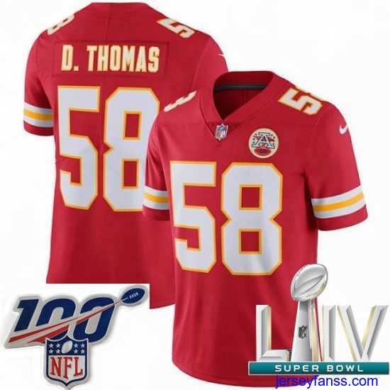 Stylish 2020 Super Bowl LIV Nike Kansas City Chiefs #58 Derrick Thomas Red Team Color Vapor Untouchable Limited Player NFL Jersey