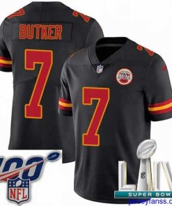 Exclusive 2020 Super Bowl LIV Nike Kansas City Chiefs #7 Harrison Butker Limited Black Rush Vapor Untouchable NFL Jersey