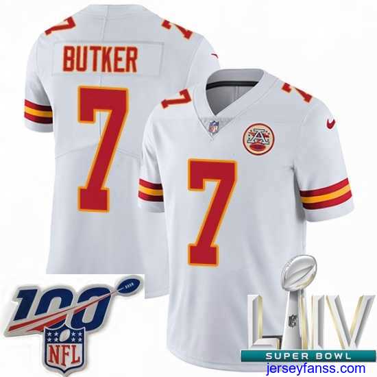 Outstanding 2020 Super Bowl LIV Nike Kansas City Chiefs #7 Harrison Butker White Vapor Untouchable Limited Player NFL Jersey