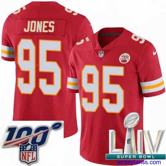 Fantastic 2020 Super Bowl LIV Nike Kansas City Chiefs #95 Chris Jones Red Team Color Vapor Untouchable Limited Player NFL Jersey