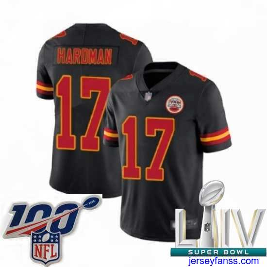 Amazing 2020 Super Bowl LIV Kansas City Chiefs #17 Mecole Hardman Limited Black Rush Vapor Untouchable Football Jersey