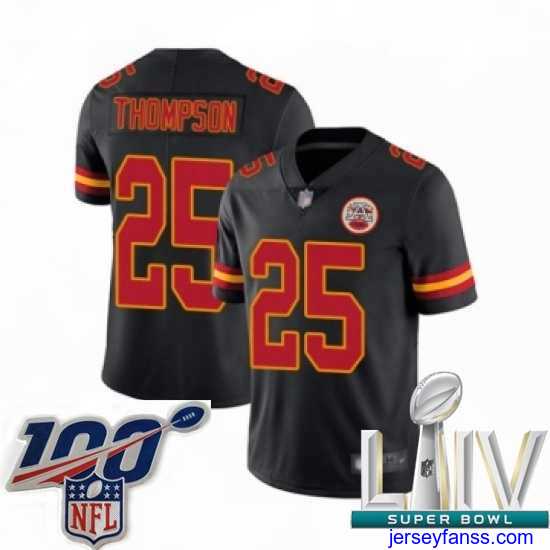 Amazing 2020 Super Bowl LIV Kansas City Chiefs #25 Darwin Thompson Limited Black Rush Vapor Untouchable Football Jersey