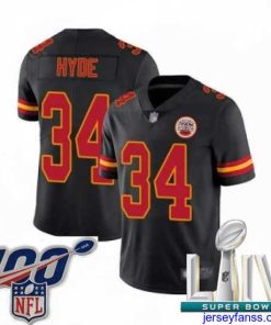 Premium 2020 Super Bowl LIV Kansas City Chiefs #34 Carlos Hyde Limited Black Rush Vapor Untouchable Football Jersey