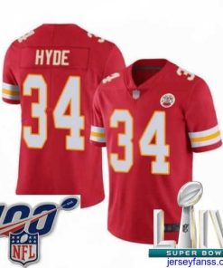 Outstanding 2020 Super Bowl LIV Kansas City Chiefs #34 Carlos Hyde Red Team Color Vapor Untouchable Limited Player Football Jersey