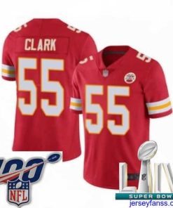 Impressive 2020 Super Bowl LIV Kansas City Chiefs #55 Frank Clark Red Team Color Vapor Untouchable Limited Player Football Jersey