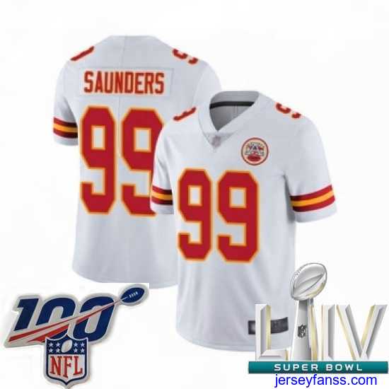Amazing 2020 Super Bowl LIV Kansas City Chiefs #99 Khalen Saunders White Vapor Untouchable Limited Player Football Jersey