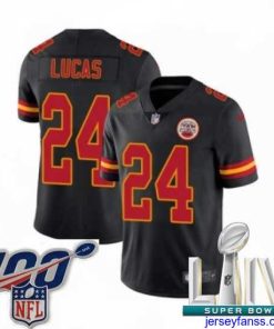 Outstanding 2020 Super Bowl LIV Nike Kansas City Chiefs #24 Jordan Lucas Limited Black Rush Vapor Untouchable NFL Jersey