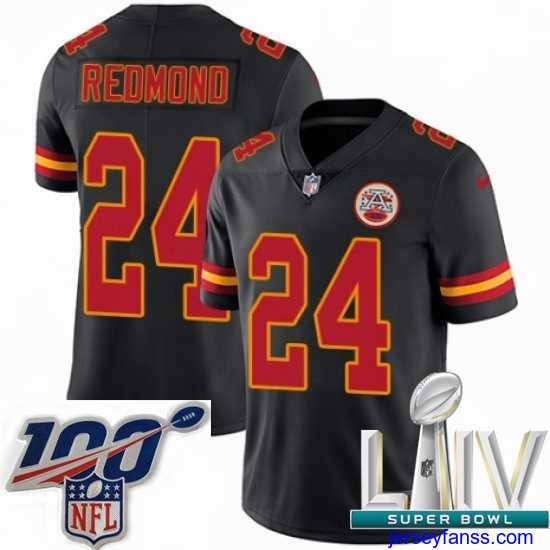 Outstanding 2020 Super Bowl LIV Nike Kansas City Chiefs #24 Will Redmond Limited Black Rush Vapor Untouchable NFL Jersey
