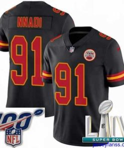 Amazing 2020 Super Bowl LIV Nike Kansas City Chiefs #91 Derrick Nnadi Limited Black Rush Vapor Untouchable NFL Jersey