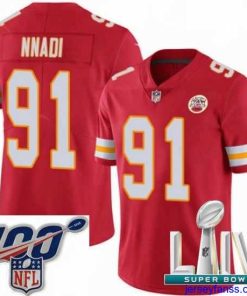 Impressive 2020 Super Bowl LIV Nike Kansas City Chiefs #91 Derrick Nnadi Red Team Color Vapor Untouchable Limited Player NFL Jersey