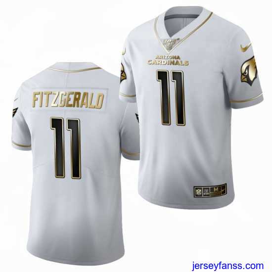 Outstanding Arizona Cardinals Larry Fitzgerald #11 White Gold 100th Season Jersey