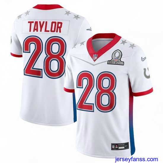 Amazing 2022 NFL Pro Bowl Indiana Colts 28 Jonathan Taylor AFC White Jersey