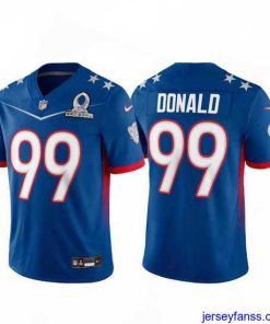 Impressive 2022 NFL Pro Bowl Los Angeles Rams #99 Aaron Donald NFC Blue Jersey