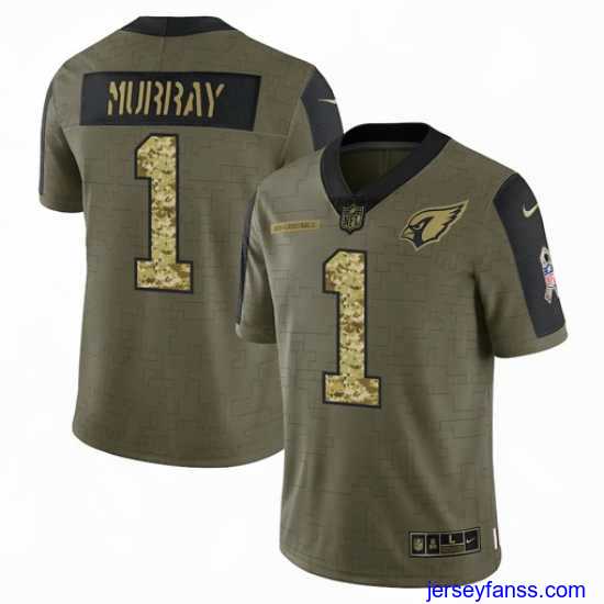 Outstanding Arizona Cardinals 1 Kyler Murray 2021 Salute To Service Olive Camo Limited Stitched Jersey