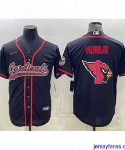 Stylish Arizona Cardinals 1 Kyler Murray Black Team Big Logo With Patch Cool Base Stitched Baseball Jersey