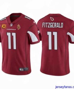 Fantastic Arizona Cardinals #11 Larry Fitzgerald Red With C Patch & Walter Payton Patch Limited Stitched Jersey