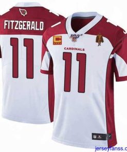 Fantastic Arizona Cardinals 11 Larry Fitzgerald White With C Patch 26 Walter Payton Patch Limited Stitched Jersey