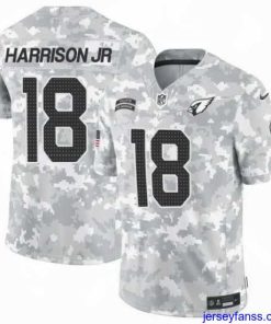 Outstanding Arizona Cardinals 18 Marvin Harrison Jr  2024 F.U.S.E Arctic Camo Salute To Service Limited Stitched Football Jersey