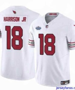 Stylish Arizona Cardinals 18 Marvin Harrison Jr White 2024 With Draft Patch F.U.S.E  Vapor Untouchable Limited Stitched Football Jersey