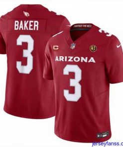 Impressive Arizona Cardinals 3 Budda Baker Red 2023 F.U.S.E  With 4 Star C Patch And With John Madden Patch Vapor Limited Stitched Football Jersey