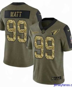 Exclusive Arizona Cardinals 99 J J  Watt 2021 Salute To Service Olive Camo Limited Stitched Jersey