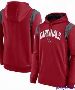 Stylish Arizona Cardinals Burgundy Sideline Stack Performance Pullover Hoodie 001