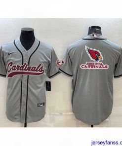 Stylish Arizona Cardinals Grey Team Big Logo With Patch Cool Base Stitched Baseball Jersey