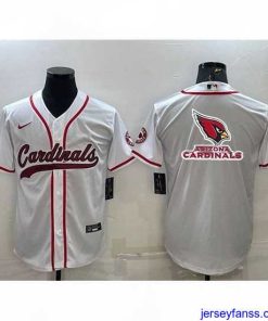 Fantastic Arizona Cardinals White Team Big Logo With Patch Cool Base Stitched Baseball Jersey
