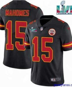 Exclusive Kansas City Chiefs 15 Patrick Mahomes Black Super Bowl LVII Patch Vapor Untouchable Limited Stitched Jersey