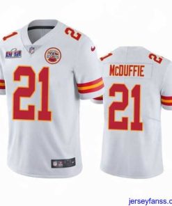 Premium Kansas City Chiefs 21 Trent McDuffie White Vapor Untouchable Limited Stitched Football 2024 Super Bowl LVIII Jersey
