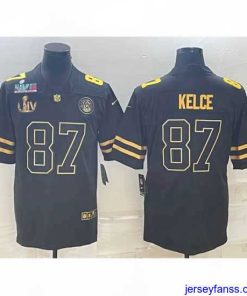 Impressive Kansas City Chiefs 87 Travis Kelce Black Golden Super Bowl LV And Super Bowl LVII Patch Vapor Limited Stitched Jersey