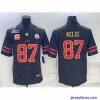 Stylish Kansas City Chiefs 87 Travis Kelce Black Red Gold Super Bowl LVII Patch And 4 Star C Patch Vapor Untouchable Limited Stitched Jersey