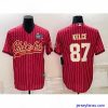 Amazing Kansas City Chiefs 87 Travis Kelce Red With Super Bowl LVII Patch Cool Base Stitched Baseball Jersey
