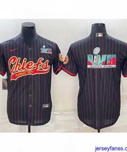 Amazing Kansas City Chiefs Black With Super Bowl LVII Big Logo Cool Base Stitched Baseball Jersey