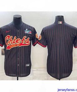Exclusive Kansas City Chiefs Blank Black With Super Bowl LVII Patch Cool Base Stitched Baseball Jersey