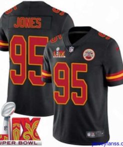 Outstanding Kansas City Chiefs Chris Jones #95 Black 2024 2025 Super Bowl LIX F.U.S.E Stitched Jersey