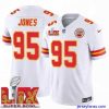 Amazing Kansas City Chiefs Chris Jones #95 White 2024 2025 Super Bowl LIX F.U.S.E Stitched Jersey