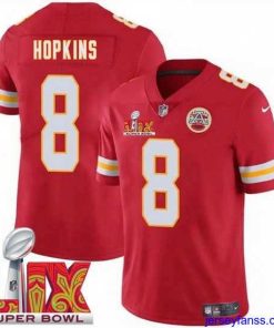 Impressive Kansas City Chiefs DeAndre Hopkins #8 Red 2024 2025 Super Bowl LIX F.U.S.E Stitched Jersey