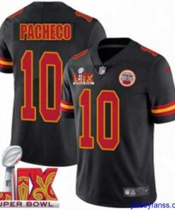 Outstanding Kansas City Chiefs Isiah Pacheco #10 Black 2024 2025 Super Bowl LIX F.U.S.E Stitched Jersey