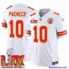 Outstanding Kansas City Chiefs Isiah Pacheco #10 White 2024 2025 Super Bowl LIX F.U.S.E Stitched Jersey
