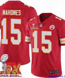Gorgeous Kansas City Chiefs Patrick Mahomes #15 Red 2024 2025 Super Bowl LIX F.U.S.E Stitched Jersey