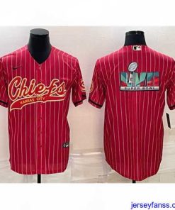 Impressive Kansas City Chiefs Red With Super Bowl LVII Big Logo Cool Base Stitched Baseball Jersey