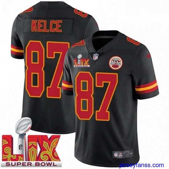 Exclusive Kansas City Chiefs Travis Kelce #87 Black 2024 2025 Super Bowl LIX F.U.S.E Stitched Jersey